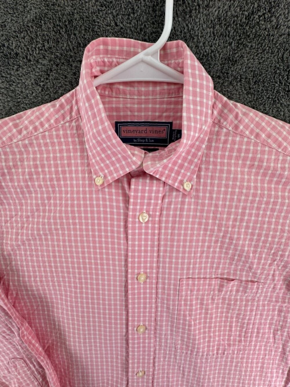 Vineyard Vines Long Sleeve Button Up Men’s Pink Check Small Murray Shirt Cotton